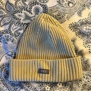 Figs Ribbed Knit Beanie Tan Winter Hat